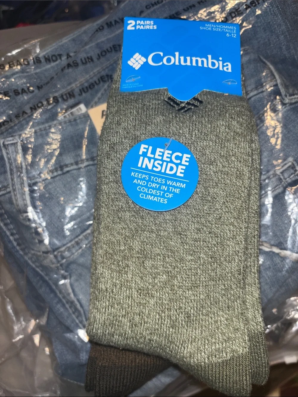 Columbia Olive Green and Dark brown Men's Fleece-Lined Socks (2 Pairs)